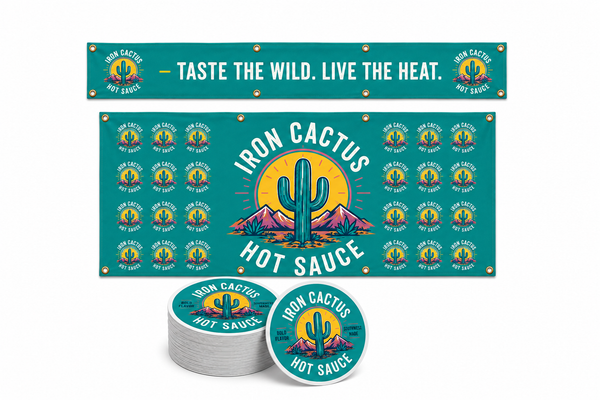 Iron Cactus vendor market bundle with custom banners and stickers