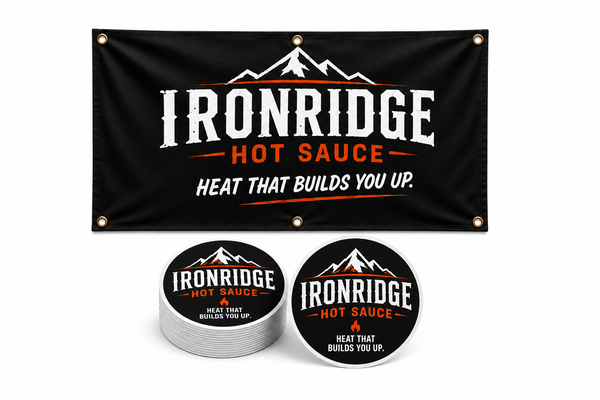 Ironridge market bundle with custom banner and branded stickers