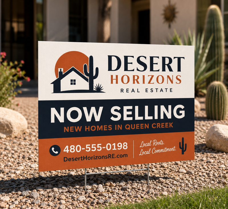 Custom full-color yard signs for businesses, real estate, and events