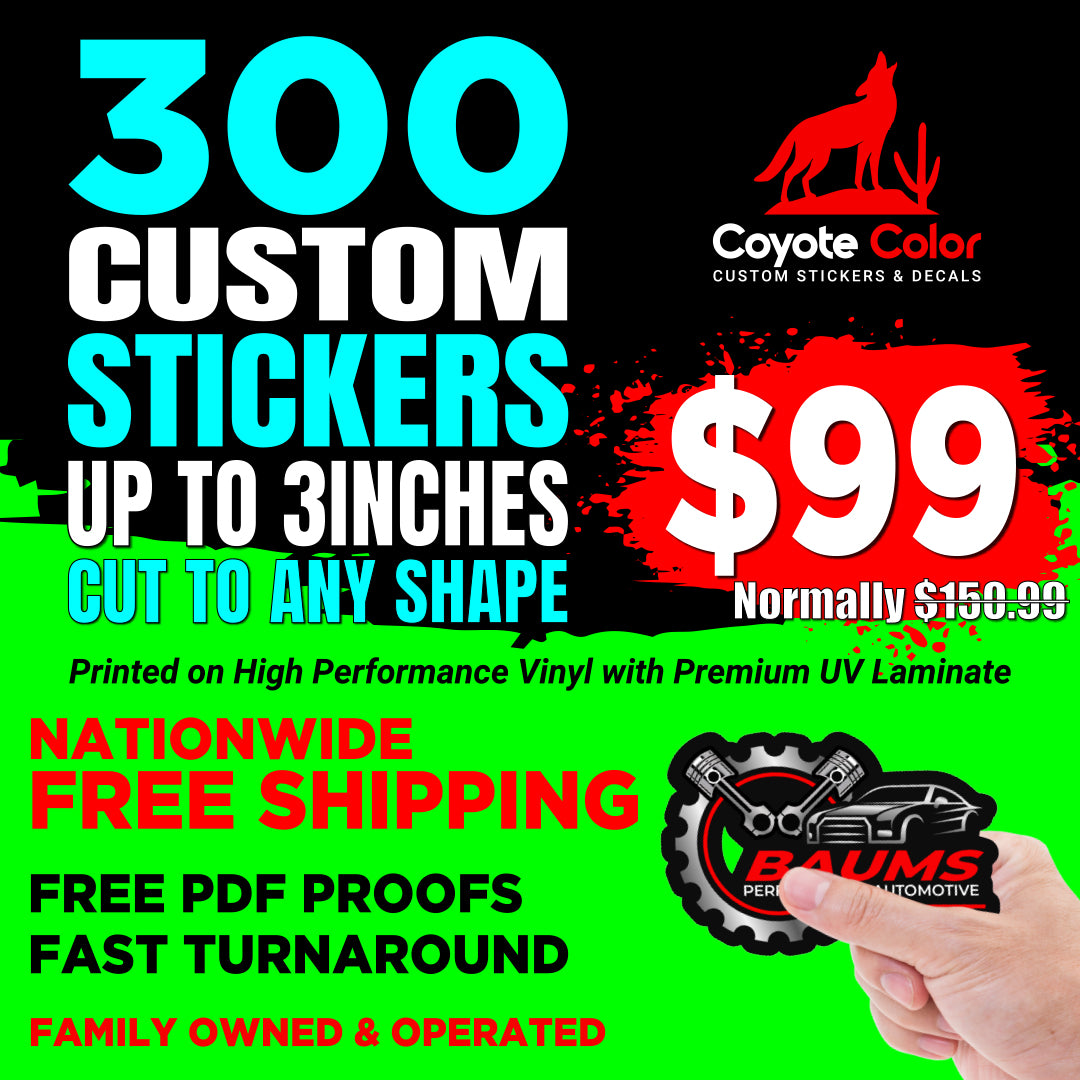 300 3" Custom Vinyl Stickers — $99 (Reg: $151)