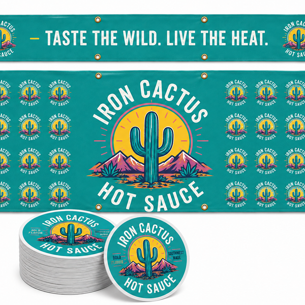 Vendor market bundle with two custom banners and logo stickers