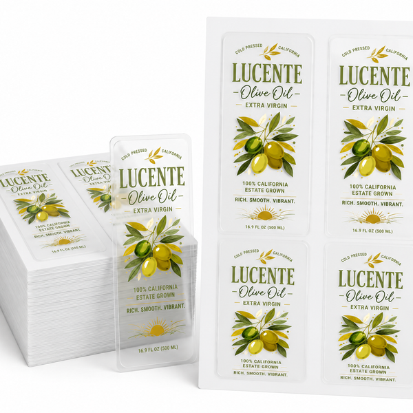 Colored Ink + Clear Back Product Label Sheets